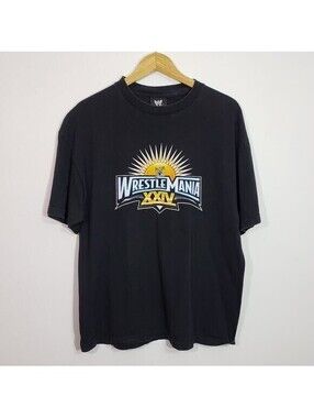 WWE Wrestlemania XXIV 2008 Orlando Black T-Shirt Size L 100% Cotton
